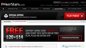 「PLAY POKER」をクリックしてソフトのダウンロードを開始します。  PokerStarsはMacにも対応しています。Macをご利用の際は「Mac download page」を選択します。